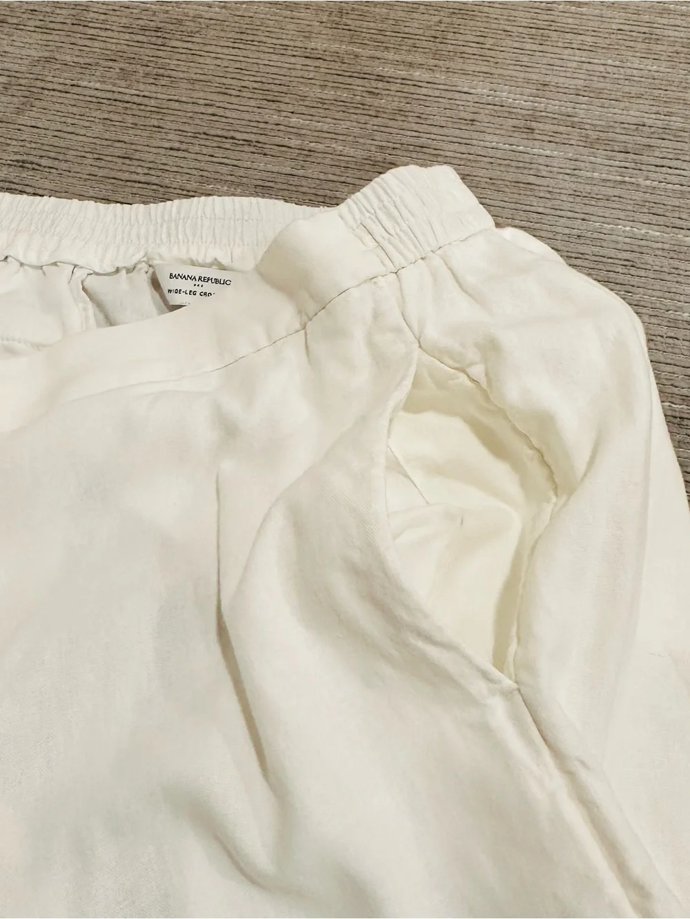 Banana Republic White Linen Blend Wide Leg‎ Crop Palazzo Pants Womens Size XL